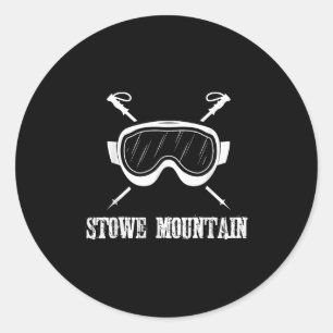 Stowe Mountain Vermont Skier Skiing Ski Rustic Goo Classic Round Sticker