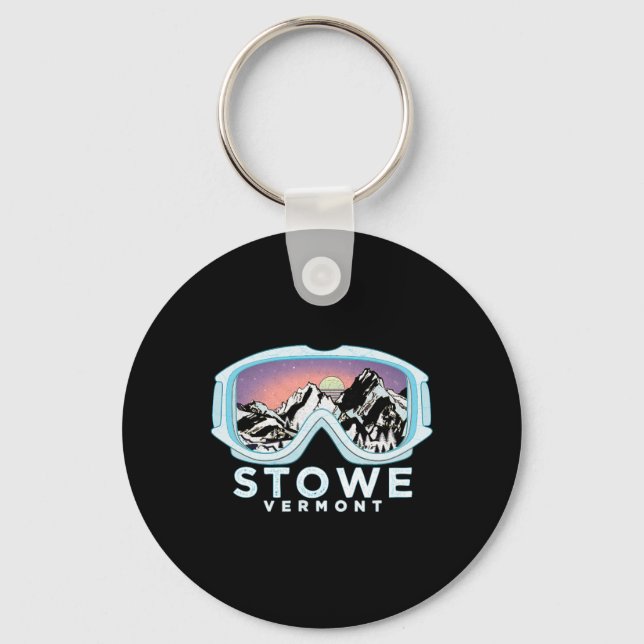 Stowe Ski Design Stowe, Vt Skiing Snow Gift  Key Ring (Front)