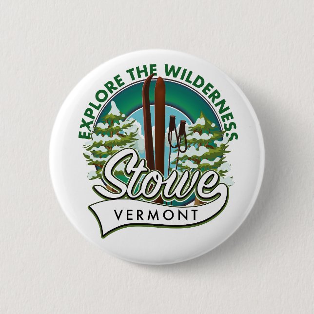 Stowe Vermont ,Explore the Wilderness ski poster. 6 Cm Round Badge (Front)