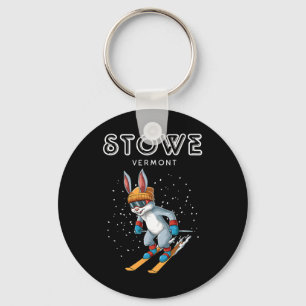 Stowe Vermont - Funny Ski Rabbit Key Ring