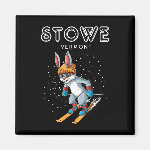 Stowe Vermont - Funny Ski Rabbit  Magnet