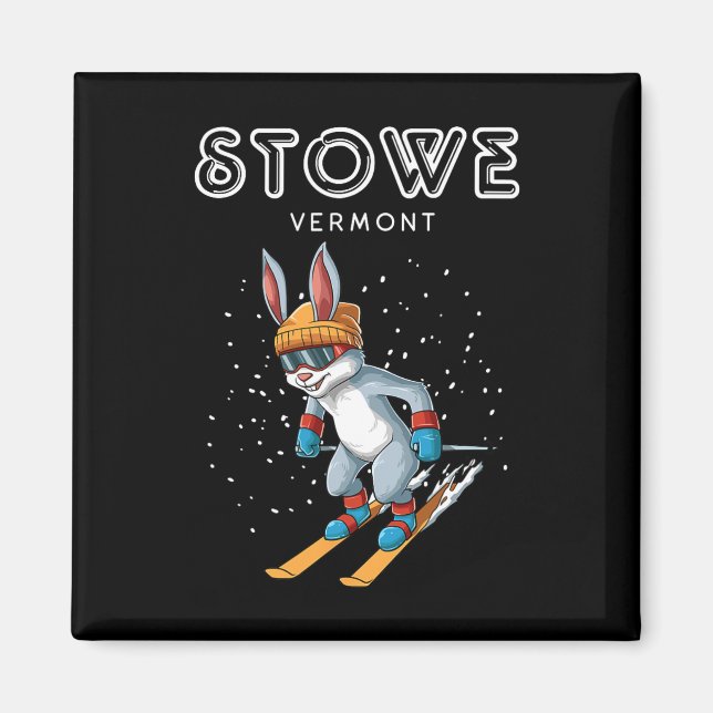 Stowe Vermont - Funny Ski Rabbit  Magnet (Front)