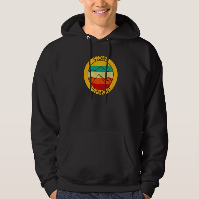 Stowe Vermont Retro Mountain Sunset Souvenir   Hoodie (Front)