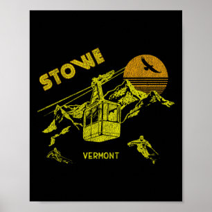 Stowe Vermont Retro Skiing Tee Poster