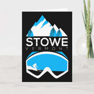 Stowe Vermont Skiing Snow Covered Mountain Tee  Card