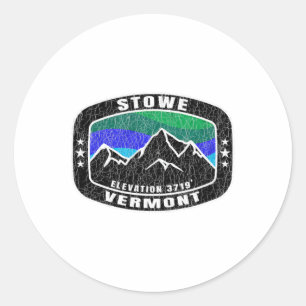 Stowe Vermont T Shirt Distressed Skiing Tee Ski Sn Classic Round Sticker
