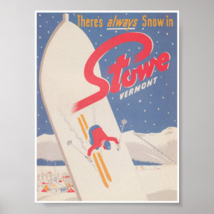 Stowe Vermont Vintage Ski Poster
