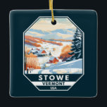 Stowe Vermont Winter Vintage Ceramic Ornament<br><div class="desc">Stowe Winter art design showcasing the winter landscape.</div>