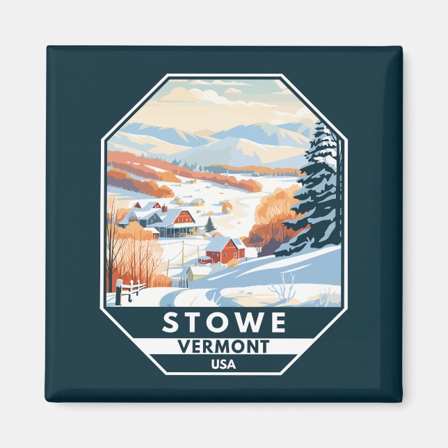 Stowe Vermont Winter Vintage Magnet (Front)