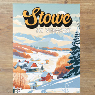 Stowe Vermont Winter Vintage Postcard
