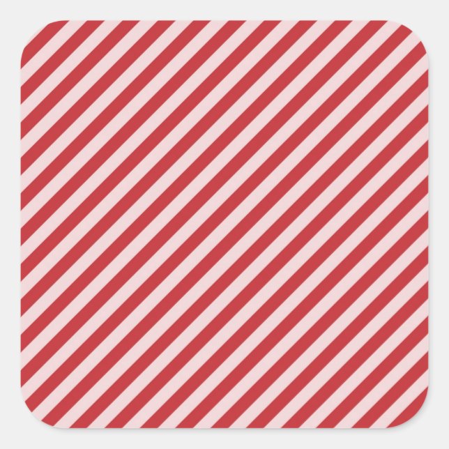 [STR-RD-1] Red and white candy cane striped Square Sticker (Front)