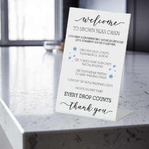 STR Water Conservation Short term Rental Vacation Pedestal Sign