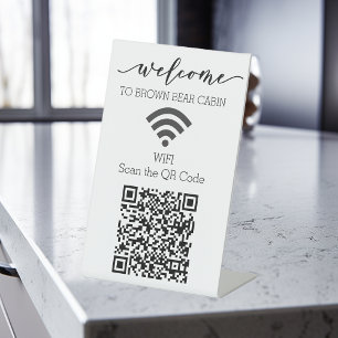 STR WIFI scan QR Code Short term Rental Vacation  Pedestal Sign