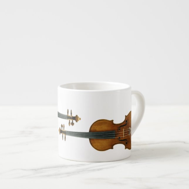 Stradivari Violin Duo Reproduced on Espresso Cup (Front Right)
