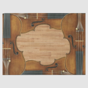 Stradivari Violin Quartet on Wood Panel Effect Tissue Paper