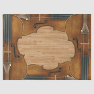 Stradivari Violin Quartet on Wood Panel Effect Tissue Paper