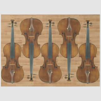 Stradivari Violin Quintet on Wood Panel Effect Tissue Paper