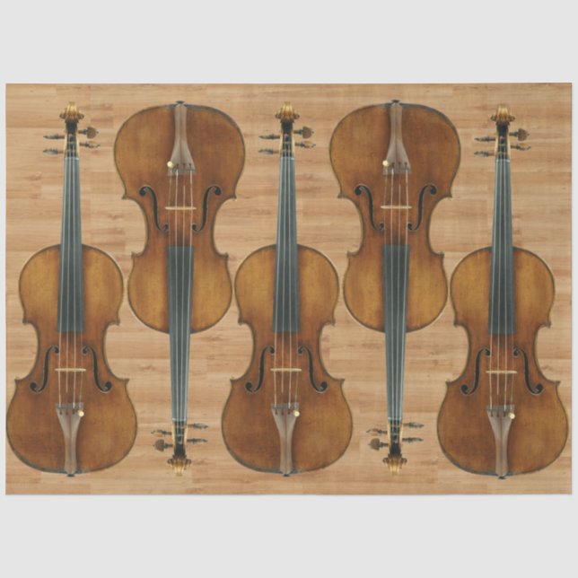 Stradivari Violin Quintet on Wood Panel Effect Tissue Paper (Front)