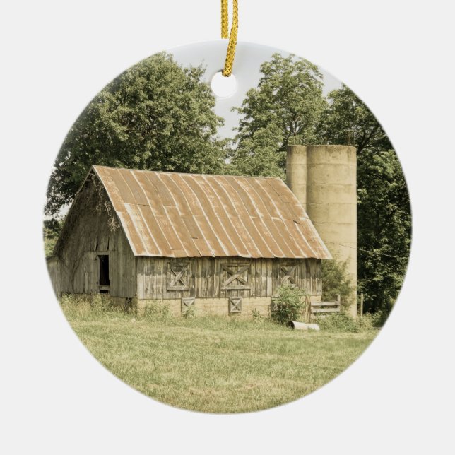 Strafford Mo Barn Antique Ceramic Tree Decoration (Front)
