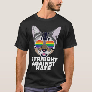 Straight Against Hate Vintage Cat  Gay Pride T-Shirt