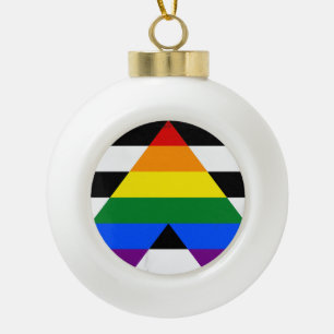 Straight Ally Flag Ceramic Ball Christmas Ornament