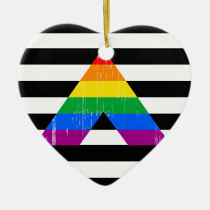 Straight Ally Pride distressed Ceramic Tree Decoration