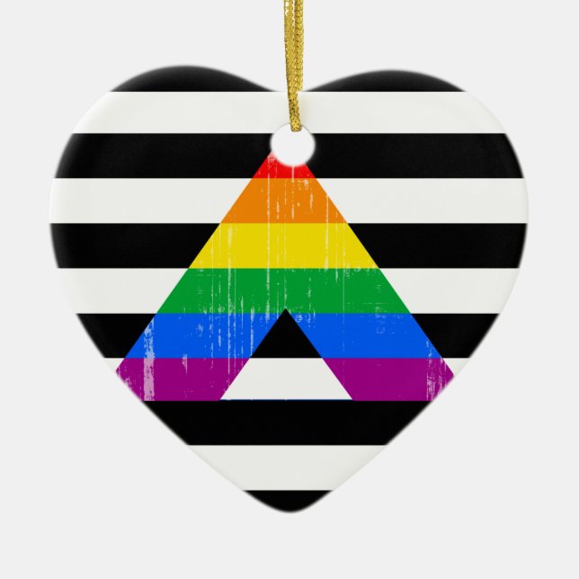 Straight Ally Pride distressed Ceramic Tree Decoration (Front)