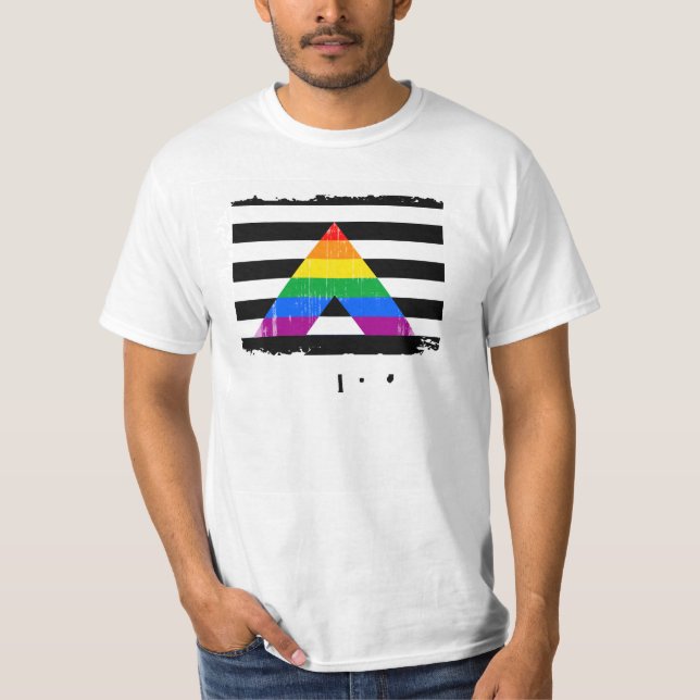 Straight Ally Pride distressed T-Shirt (Front)