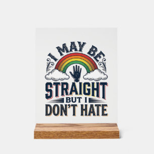 Straight Ally Pride Rainbow Vintage Vector Design_ Acrylic Sign