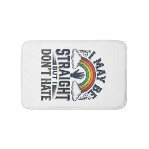 Straight Ally Pride Rainbow Vintage Vector Design_ Bath Mat