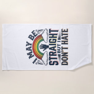 Straight Ally Pride Rainbow Vintage Vector Design_ Beach Towel