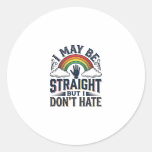 Straight Ally Pride Rainbow Vintage Vector Design_ Classic Round Sticker