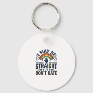 Straight Ally Pride Rainbow Vintage Vector Design_ Key Ring