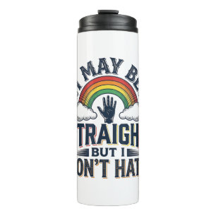 Straight Ally Pride Rainbow Vintage Vector Design_ Thermal Tumbler
