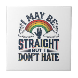 Straight Ally Pride Rainbow Vintage Vector Design_ Tile