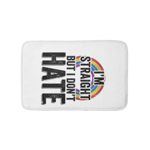 Straight Ally Rainbow Vintage Typography Shirt_1 Bath Mat