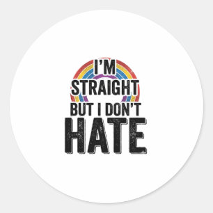 Straight Ally Rainbow Vintage Typography Shirt_1 Classic Round Sticker
