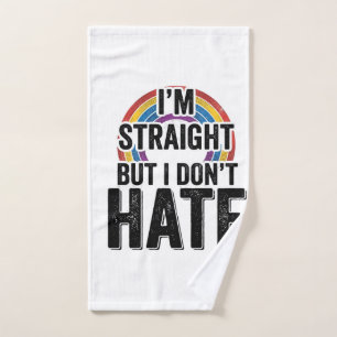 Straight Ally Rainbow Vintage Typography Shirt_1 Hand Towel