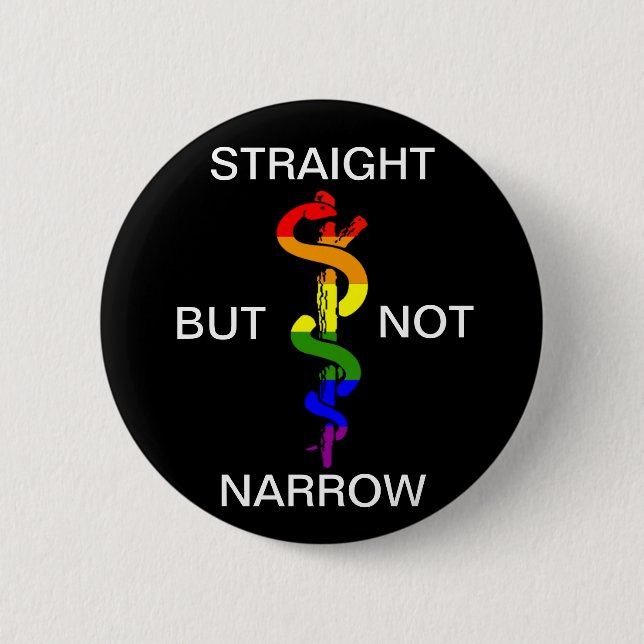 Straight But Not Narrow Rainbow Health Coalition 6 Cm Round Badge (Front)