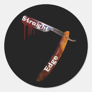 Straight Edge Straight Razor Classic Round Sticker