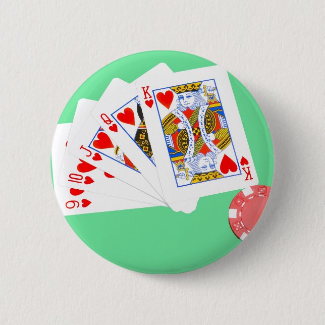 Straight Flush 6 Cm Round Badge (Front)