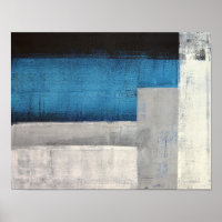 'Straight Forward' Teal and Grey Abstract Art