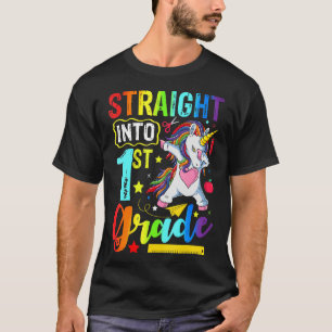 Straight Into 1st Grade Back To School Unicorn Flo T-Shirt