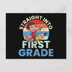 Straight Into First Grade Back To School Kids Gift Postcard