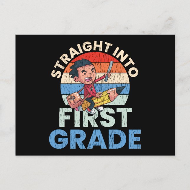 Straight Into First Grade Back To School Kids Gift Postcard (Front)