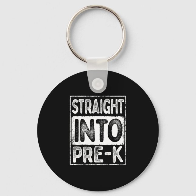 Straight into pre-k retro back to school for boys key ring (Front)