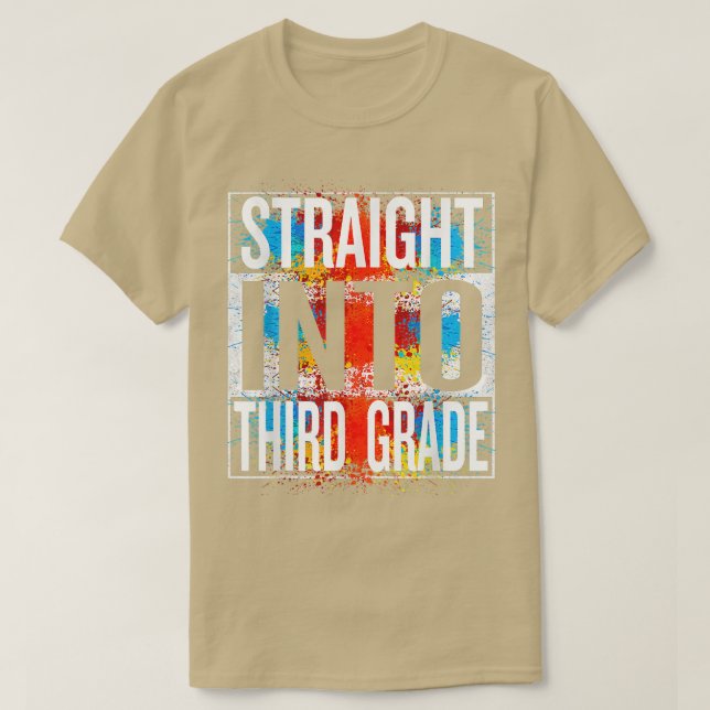 Straight Into Third Grade Back To School T-Shirt (Design Front)