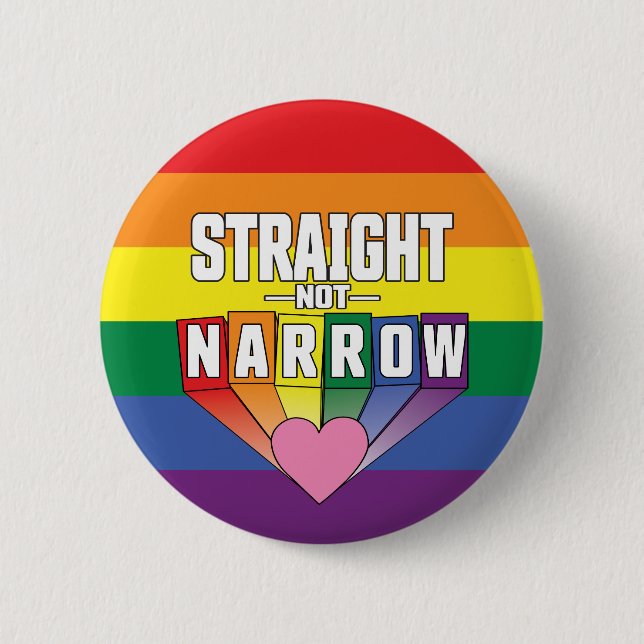 Straight Not Narrow 6 Cm Round Badge (Front)