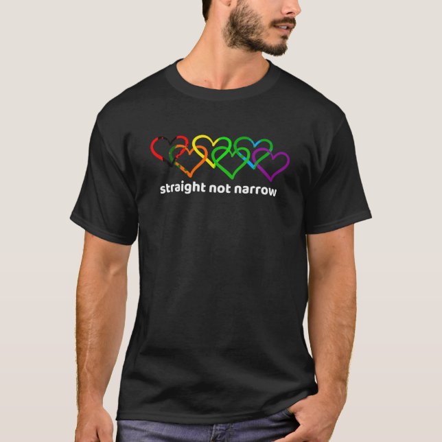 Straight Not Narrow Heart Chain T Shirt (Front)