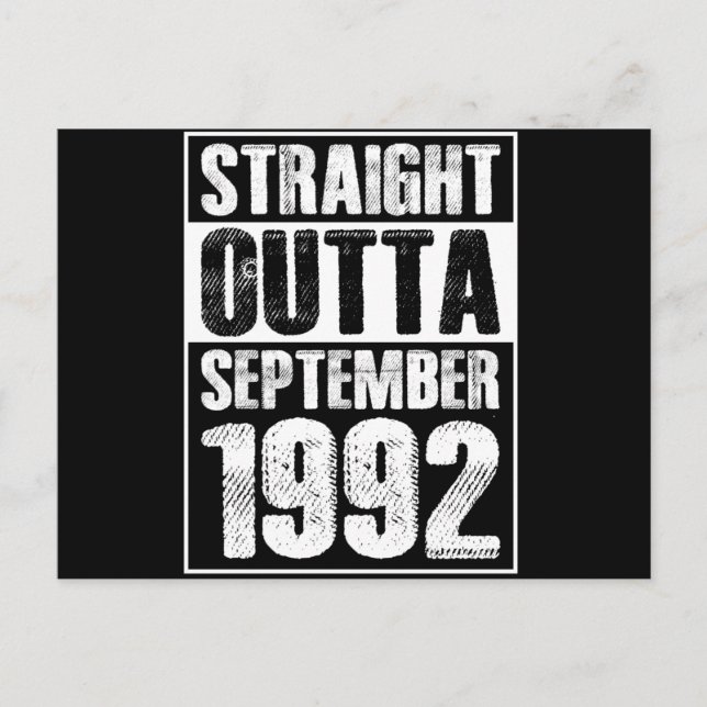 Straight Outta 1992 29th Birthday Postcard (Front)